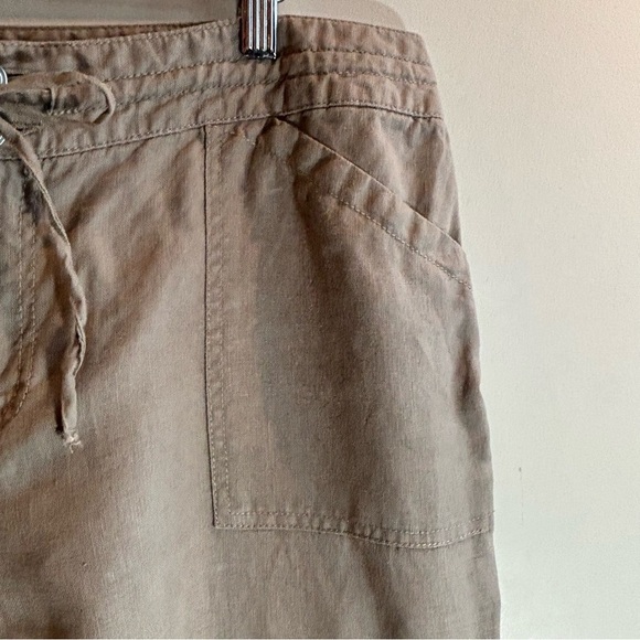 INTERNATIONAL CONCEPTS Sz 14 Pants 100% Linen Zipper Drawstring Diamanté Button - Picture 2 of 6